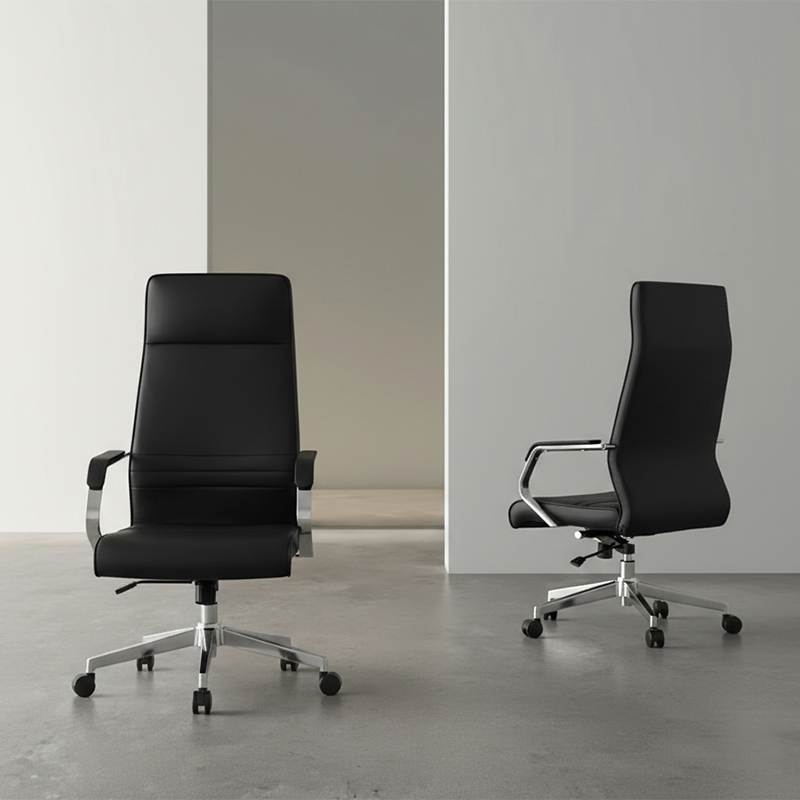 Modern Luxury Ergonomic Office Chair - Leather Executive Desk Chair Plywood &amp; Metal Frame High-Density Foam With Wheels, Swivel, Adjustable Height &amp; Reclining Function