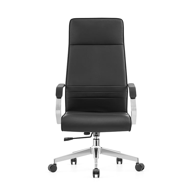 Modern Luxury Ergonomic Office Chair - Leather Executive Desk Chair Plywood &amp; Metal Frame High-Density Foam With Wheels, Swivel, Adjustable Height &amp; Reclining Function