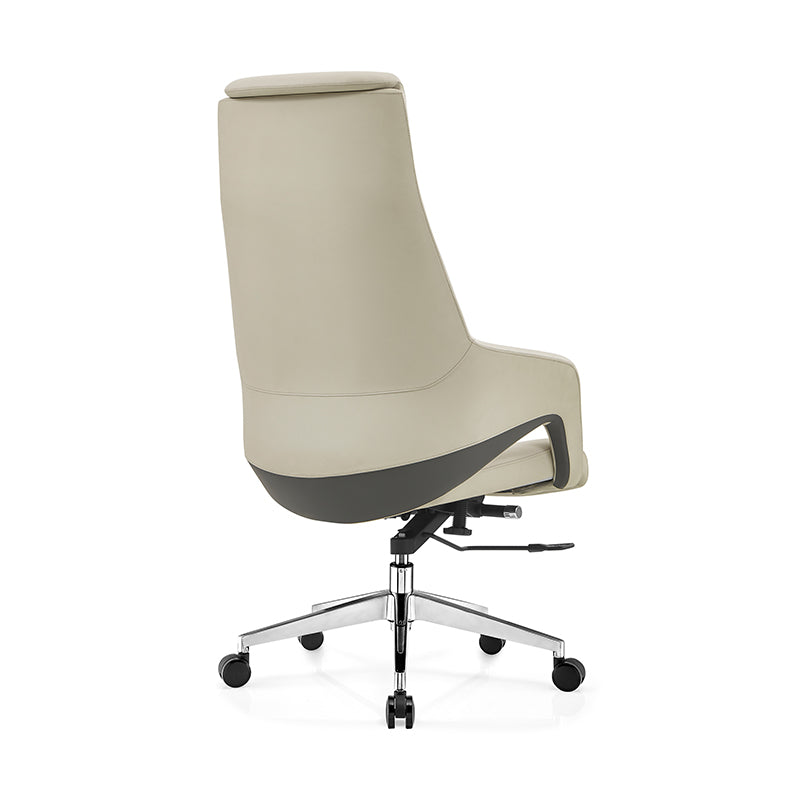 Modern Luxury Ergonomic Executive Office Chair - Adjustable Height Swivel Leather Plywood Metal Desk Chair With Wheels, Reclining Function &amp; Aluminum Base