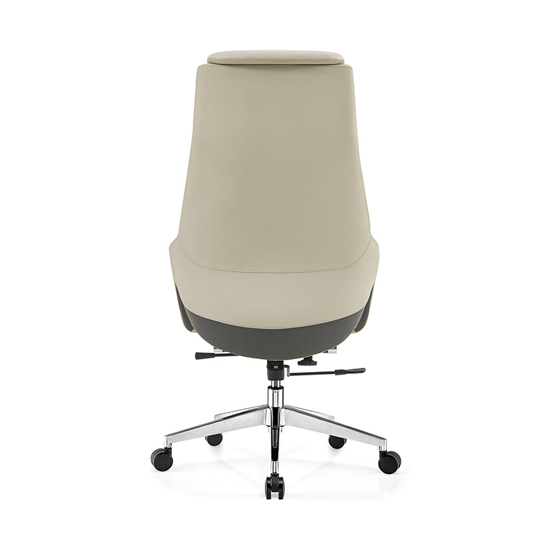 Modern Luxury Ergonomic Executive Office Chair - Adjustable Height Swivel Leather Plywood Metal Desk Chair With Wheels, Reclining Function &amp; Aluminum Base