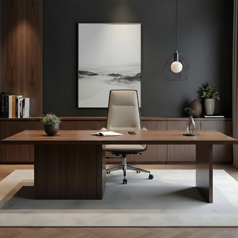 Modern Luxury Ergonomic Executive Chair - Leather Plywood Metal Office High Back Desk Chair With Adjustable Height, Swivel Wheels &amp; Reclining Function