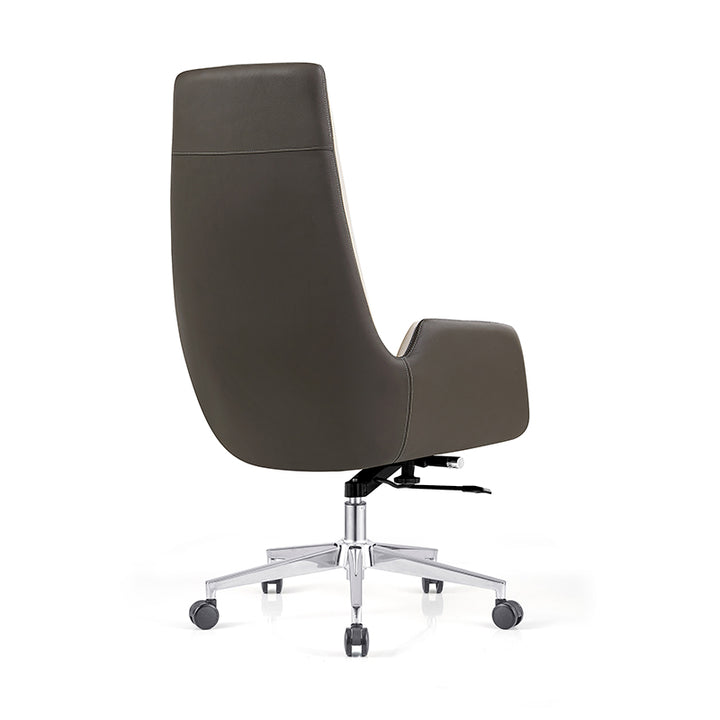 Modern Luxury Ergonomic Executive Chair - Leather Plywood Metal Office High Back Desk Chair With Adjustable Height, Swivel Wheels &amp; Reclining Function