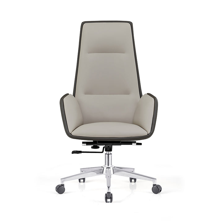 Modern Luxury Ergonomic Executive Chair - Leather Plywood Metal Office High Back Desk Chair With Adjustable Height, Swivel Wheels &amp; Reclining Function