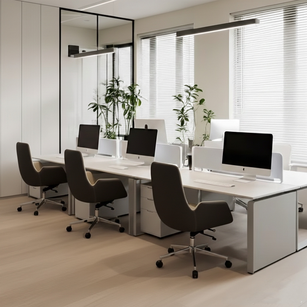 Silla de oficina moderna minimalista ergonómica de cuero, contrachapado y metal, silla de escritorio giratoria ajustable con ruedas - silla de trabajo cómoda de respaldo medio para oficina en casa 