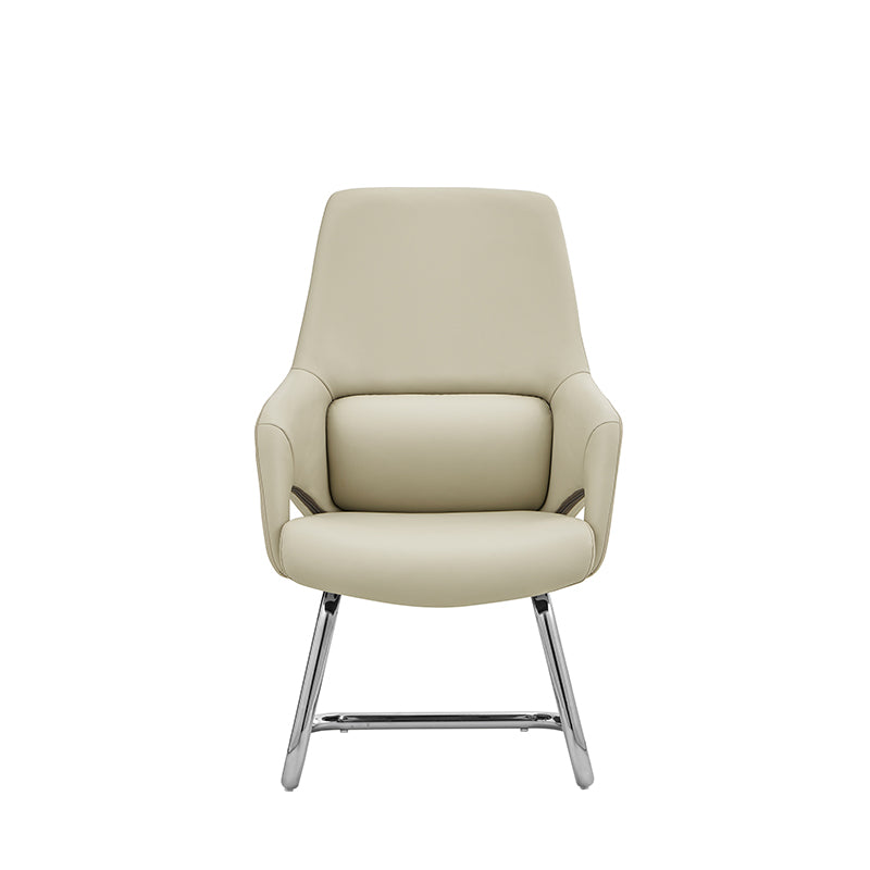 Modern Minimalist Cantilever Plywood Metal Office Chair - Ergonomic Mid-Back Leather Guest Chair For Office &amp; Reception