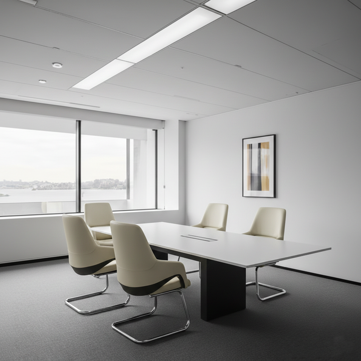Modern Minimalist Cantilever Plywood Metal Office Chair - Ergonomic Mid-Back Leather Guest Chair For Office &amp; Reception