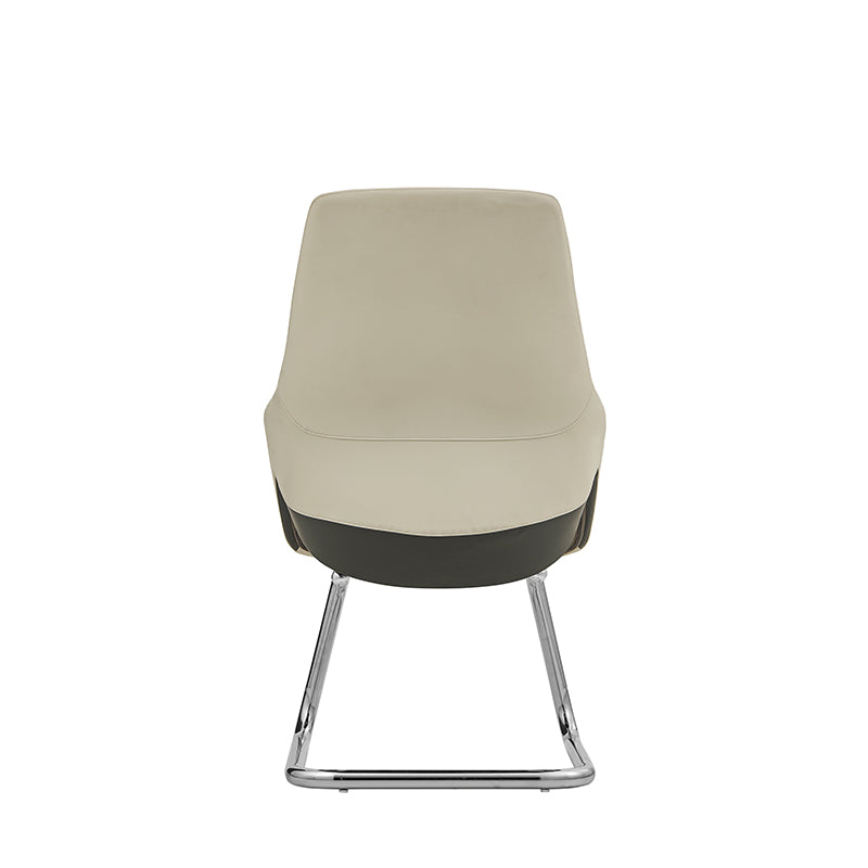 Modern Minimalist Cantilever Plywood Metal Office Chair - Ergonomic Mid-Back Leather Guest Chair For Office &amp; Reception