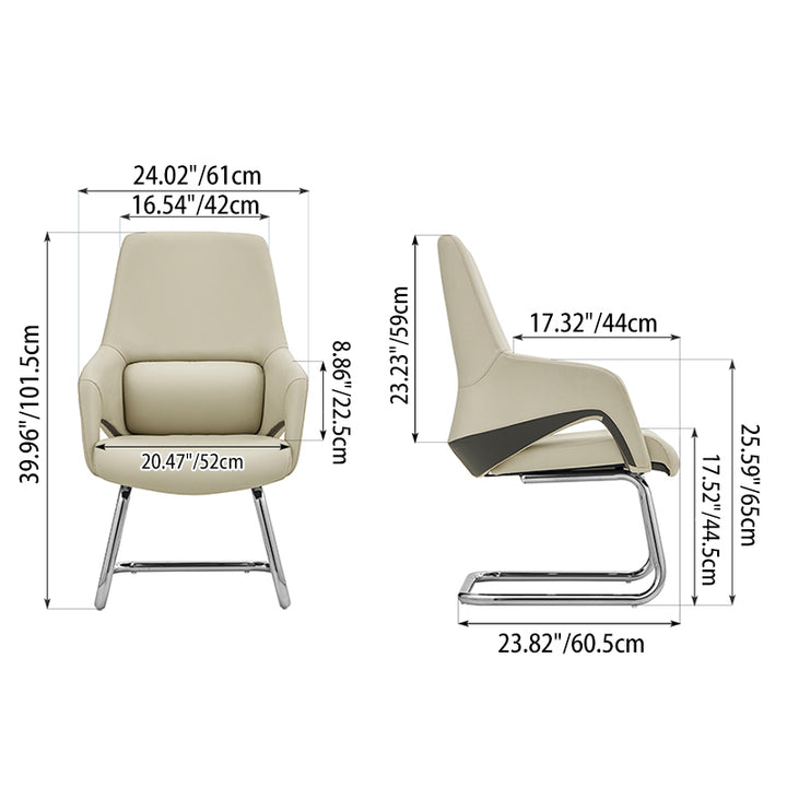 Modern Minimalist Cantilever Plywood Metal Office Chair - Ergonomic Mid-Back Leather Guest Chair For Office & Reception