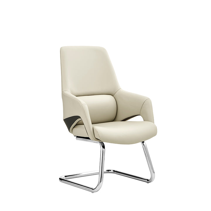 Modern Minimalist Cantilever Plywood Metal Office Chair - Ergonomic Mid-Back Leather Guest Chair For Office &amp; Reception