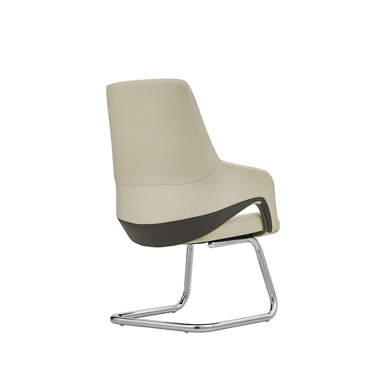 Modern Minimalist Cantilever Plywood Metal Office Chair - Ergonomic Mid-Back Leather Guest Chair For Office &amp; Reception