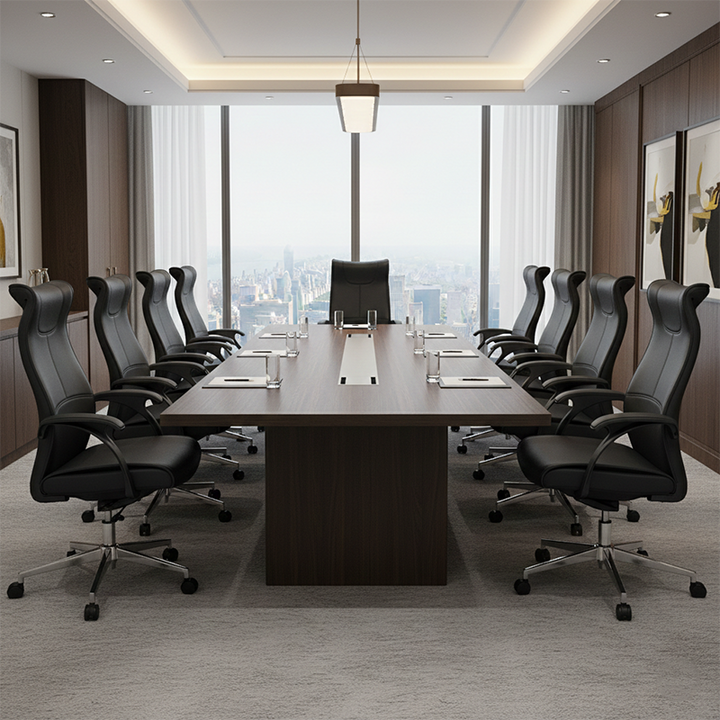 Modern Ergonomic High Back Leather Plywood & Metal Office Chair Executive Swivel Desk Chair With Headrest Lumbar Support Adjustable Rolling Computer Chair