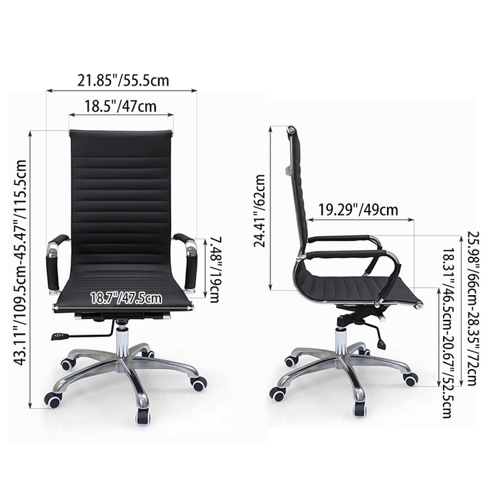 Modern Ergonomic High Back Leather Aluminum Alloy Oxford Fabric Office Chair Adjustable Swivel Executive Desk Chair With Lumbar Support Reclining Function For Home Office