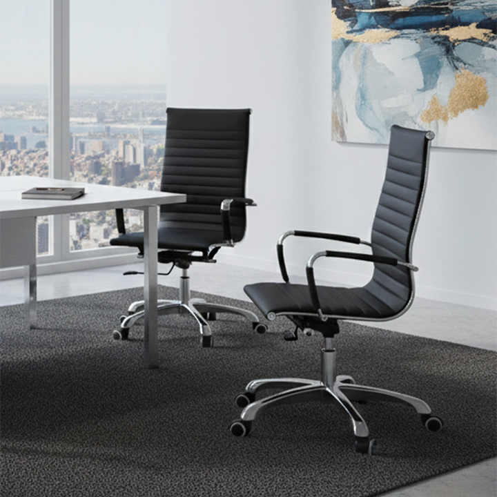 Modern Ergonomic High Back Leather Aluminum Alloy Oxford Fabric Office Chair Adjustable Swivel Executive Desk Chair With Lumbar Support Reclining Function For Home Office