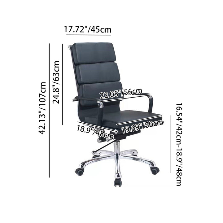 Modern Mid-Back Leather Office Chair Set - Ergonomic Aluminum Alloy Executive Swivel Meeting Chair With Wheels & Adjustable Height