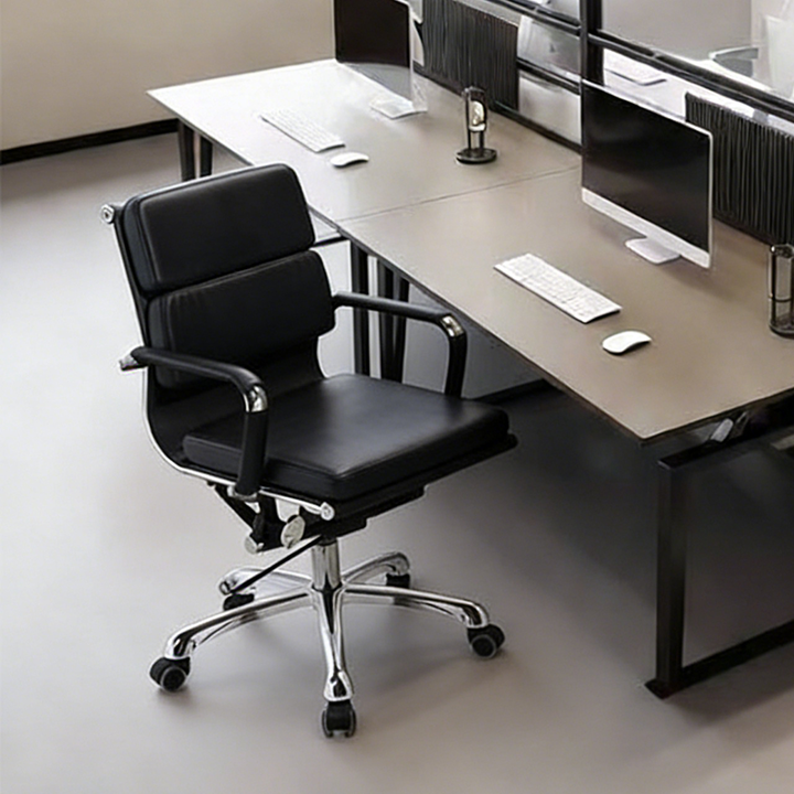 Modern Low-Back Ergonomic Office Chair - Adjustable Swivel Aluminum Alloy Leather Desk Chair With Wheels For Home & Office Use
