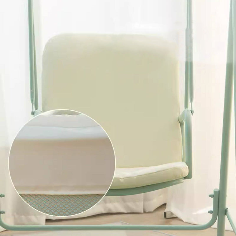 Moderner minimalistischer Hängesessel mit Dreiecksrahmen aus Edelstahl, Eisen, PVC und Stoff, wasserdichter Schaukelstuhl zum Aufhängen für den Außenbereich 