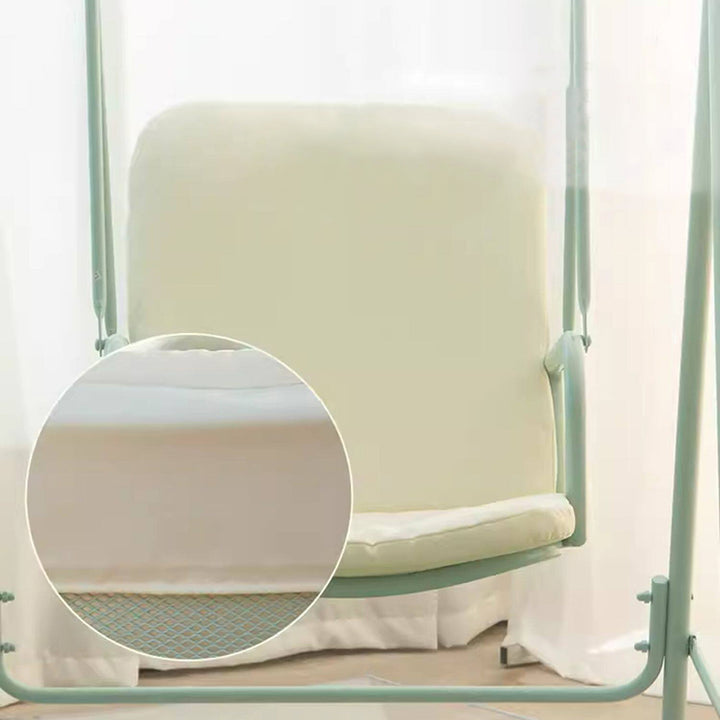 Moderner minimalistischer Hängesessel mit Dreiecksrahmen aus Edelstahl, Eisen, PVC und Stoff, wasserdichter Schaukelstuhl zum Aufhängen für den Außenbereich 