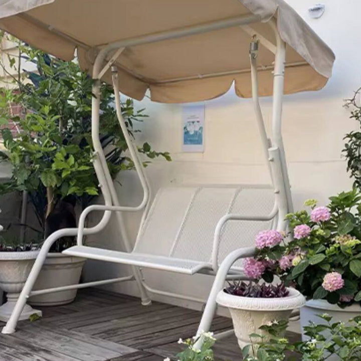Moderner minimalistischer Hängesessel mit Dreiecksrahmen aus Edelstahl, Eisen, PVC und Stoff, wasserdichter Schaukelstuhl zum Aufhängen für den Außenbereich 