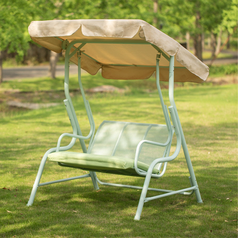 Moderner minimalistischer Hängesessel mit Dreiecksrahmen aus Edelstahl, Eisen, PVC und Stoff, wasserdichter Schaukelstuhl zum Aufhängen für den Außenbereich 