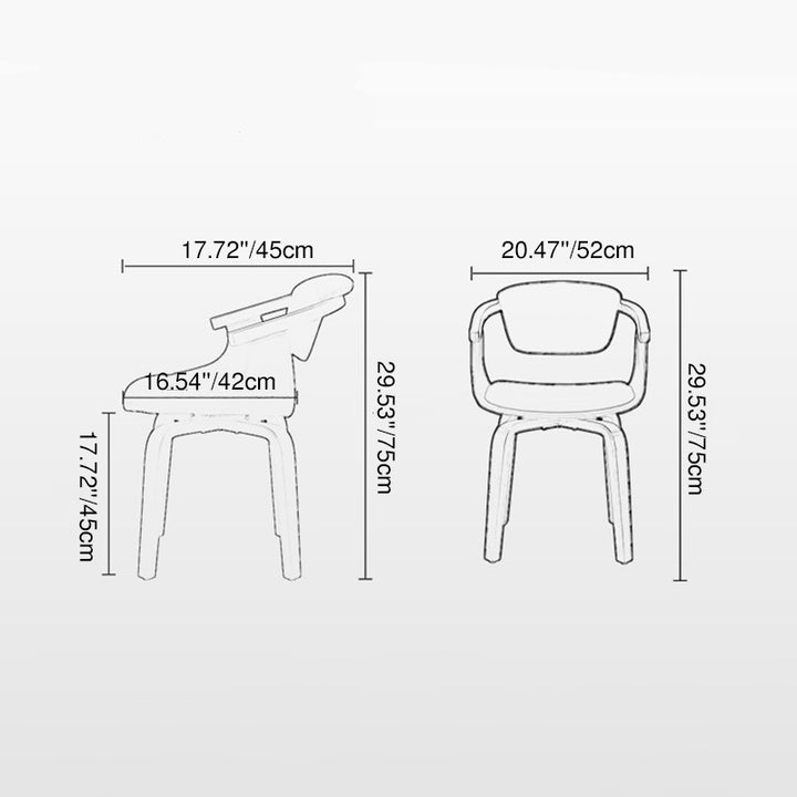Moderner minimalistischer Esszimmerstuhl aus Massivholz und Sperrholz mit Kunstlederbezug, Drehfunktion, ergonomischer Polsterung und Armlehnen für Esszimmer & Homeoffice 