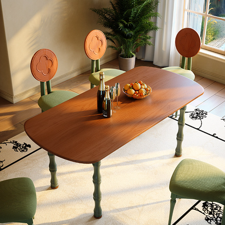 Vintage Floral Ash Wood & Plywood Dining Chair - French Corduroy Accent Chair With Sculpted Flower Backrest Set Of 1/2
