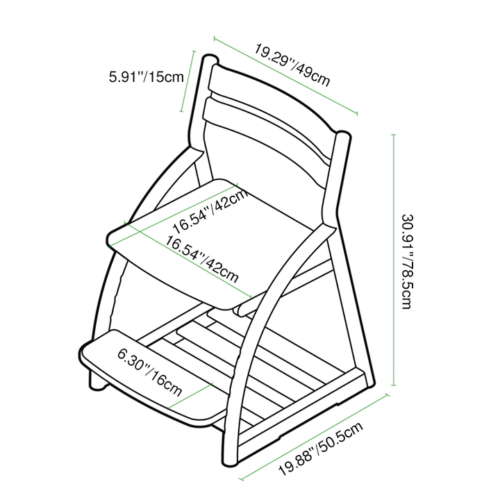 Modern Minimalist Solid Beech Wood Kids Study Chair - Adjustable Height Ergonomic Learning Chair With Footrest & Hidden Gravity Wheels
