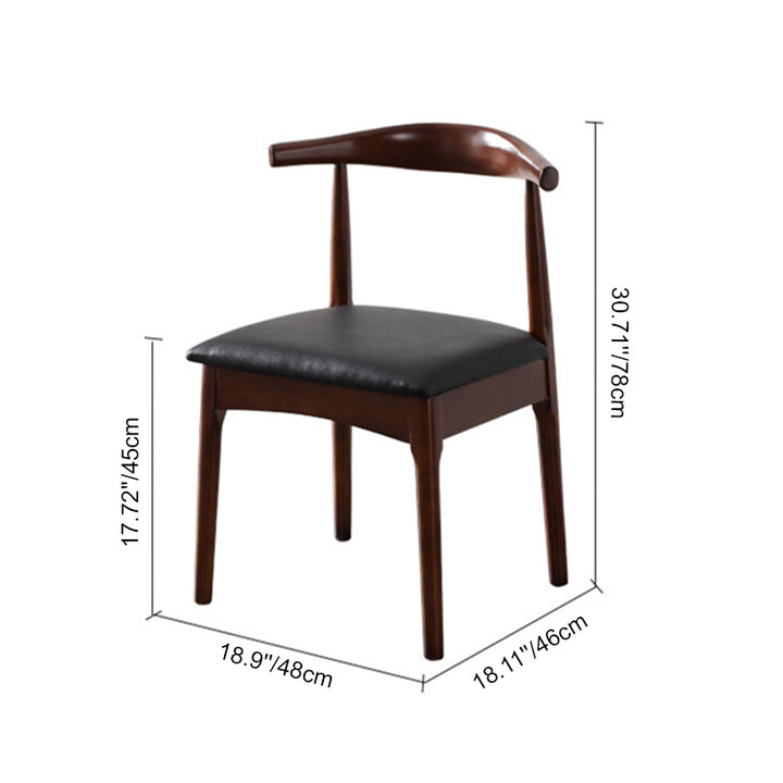 Moderner nordischer Esszimmerstuhl aus massivem Gummibaumholz &amp; Sperrholz mit Kunstleder in Hornform und Rückenlehne für Esszimmer &amp; Wohnzimmer 