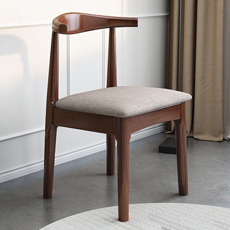 Moderner nordischer Esszimmerstuhl aus massivem Gummibaumholz &amp; Sperrholz mit Kunstleder in Hornform und Rückenlehne für Esszimmer &amp; Wohnzimmer 