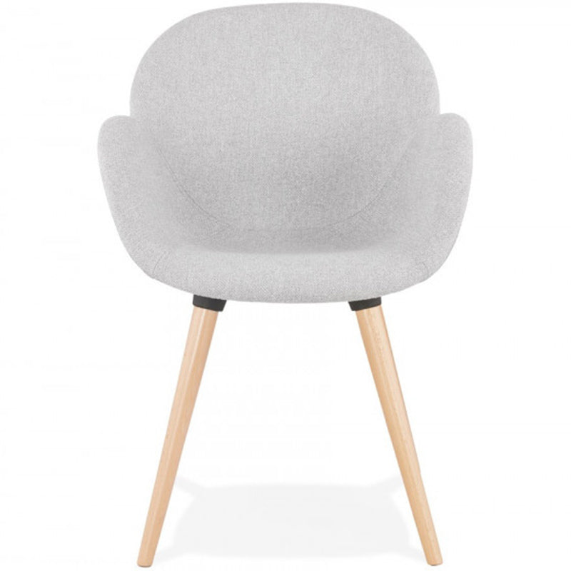 Contemporary Nordic Upholstered Dining Chair With Armrests - Fabric Seat PP Frame &amp; Solid Beech Wood Legs, Set Of 2