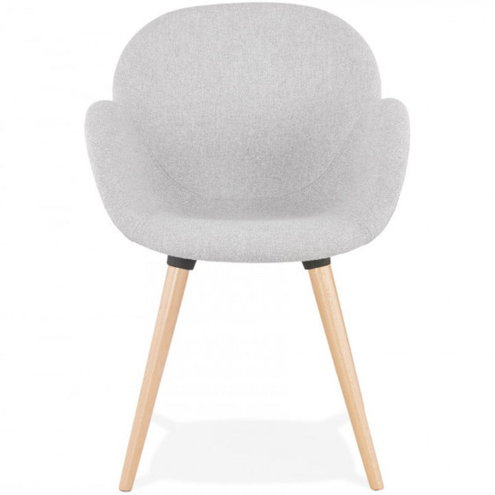 Contemporary Nordic Upholstered Dining Chair With Armrests - Fabric Seat PP Frame &amp; Solid Beech Wood Legs, Set Of 2