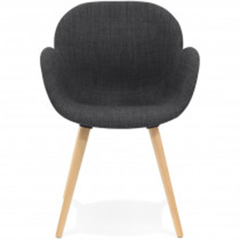 Contemporary Nordic Upholstered Dining Chair With Armrests - Fabric Seat PP Frame &amp; Solid Beech Wood Legs, Set Of 2