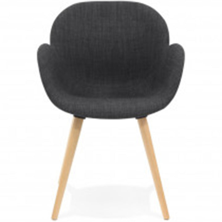 Contemporary Nordic Upholstered Dining Chair With Armrests - Fabric Seat PP Frame &amp; Solid Beech Wood Legs, Set Of 2