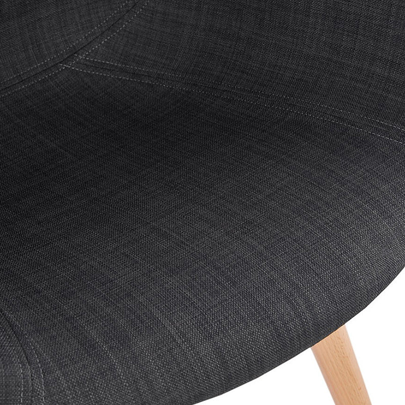 Contemporary Nordic Upholstered Dining Chair With Armrests - Fabric Seat PP Frame &amp; Solid Beech Wood Legs, Set Of 2