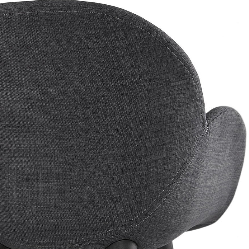 Contemporary Nordic Upholstered Dining Chair With Armrests - Fabric Seat PP Frame &amp; Solid Beech Wood Legs, Set Of 2