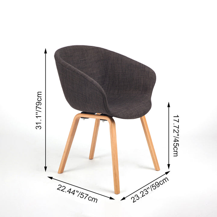 Contemporary Nordic Curved Fabric PP & Beech Wood Dining Chairs - Set Of 2 For Dining Room, Kitchen & Home Office