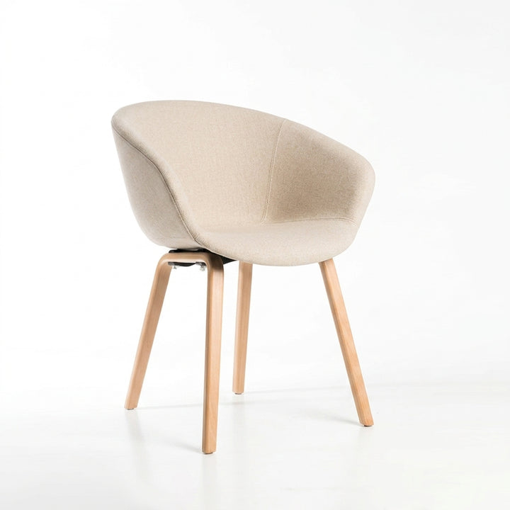 Contemporary Nordic Curved Fabric PP &amp; Beech Wood Dining Chairs - Set Of 2 For Dining Room, Kitchen &amp; Home Office