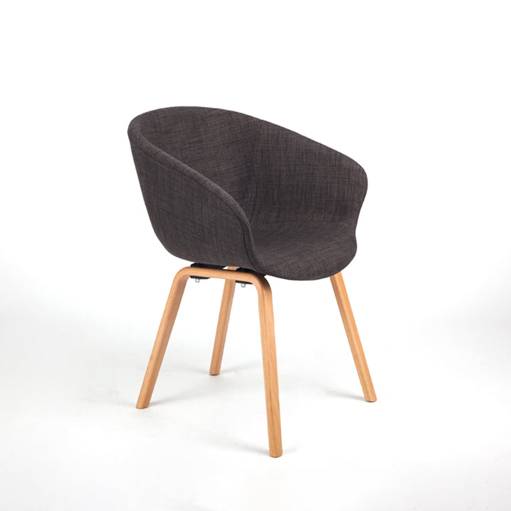 Contemporary Nordic Curved Fabric PP &amp; Beech Wood Dining Chairs - Set Of 2 For Dining Room, Kitchen &amp; Home Office