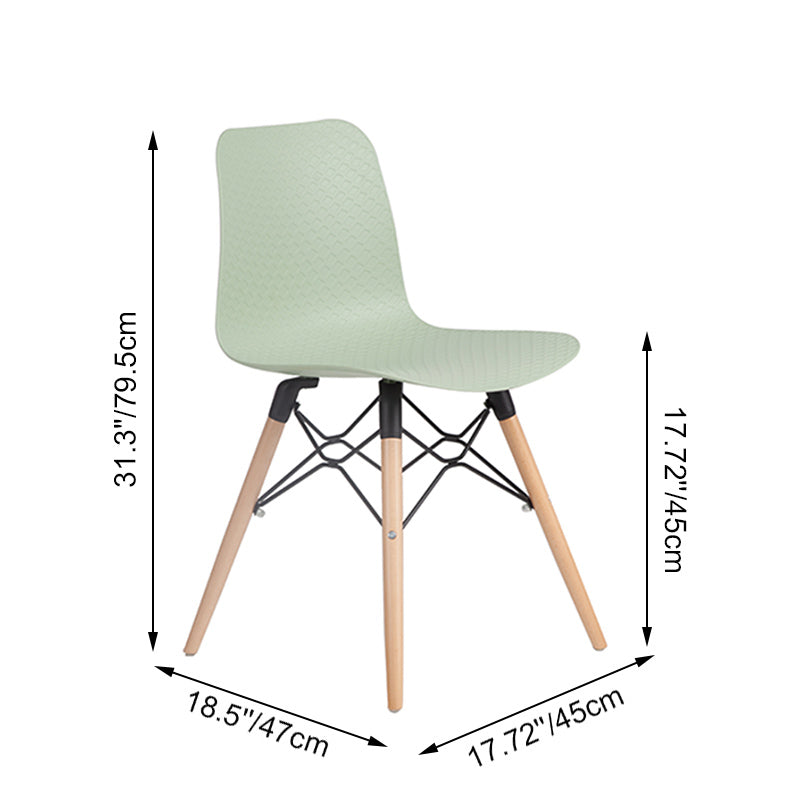 Modern Minimalist Curved PP &amp; Beech Wood Dining Chairs - Set Of 4 For Dining Room, Kitchen &amp; Home Office