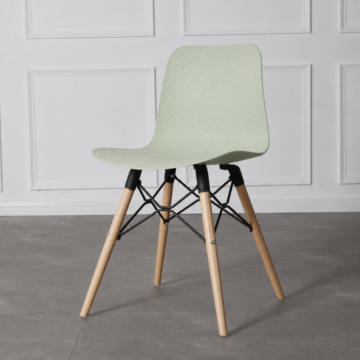 Modern Minimalist Curved PP &amp; Beech Wood Dining Chairs - Set Of 4 For Dining Room, Kitchen &amp; Home Office