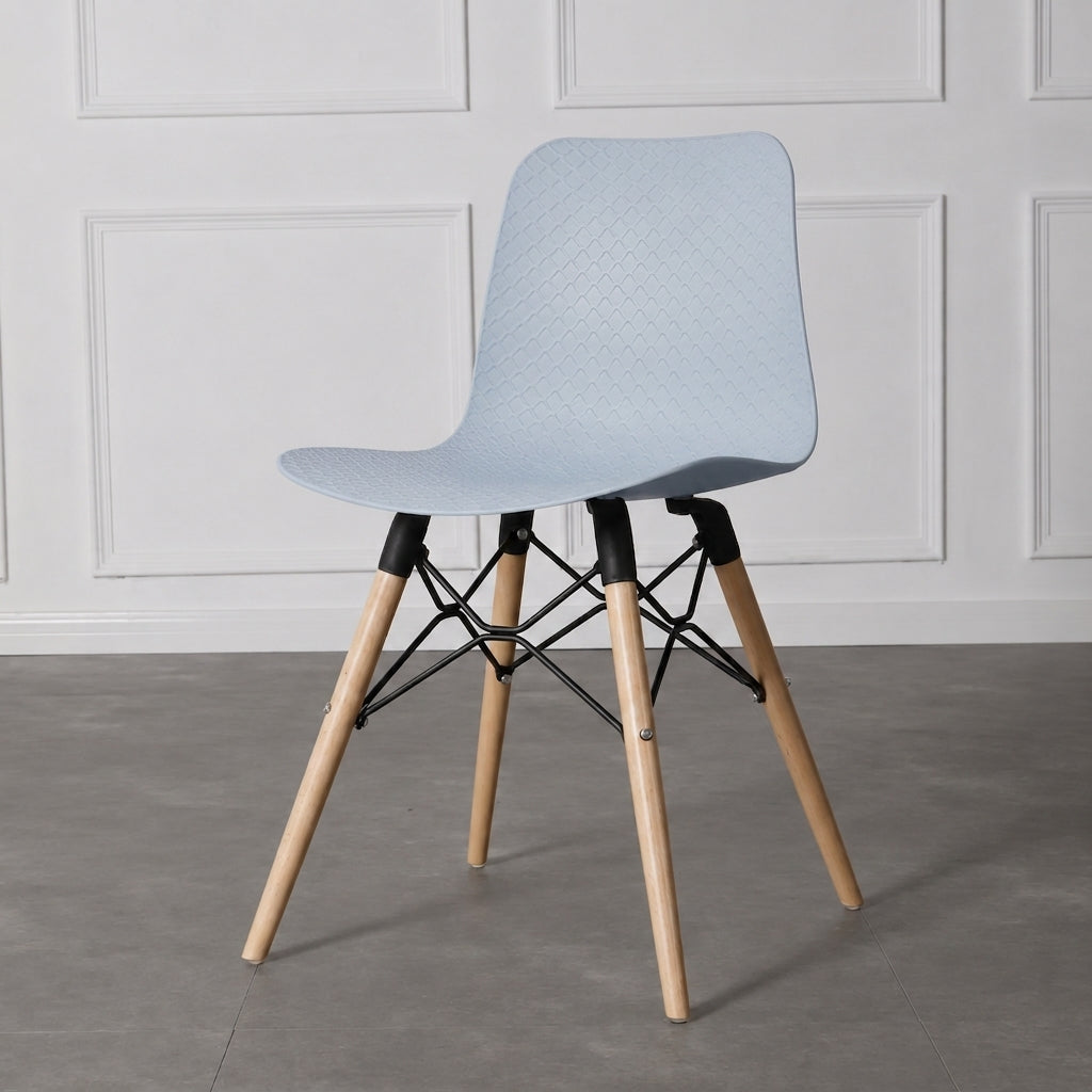 Modern Minimalist Curved PP &amp; Beech Wood Dining Chairs - Set Of 4 For Dining Room, Kitchen &amp; Home Office