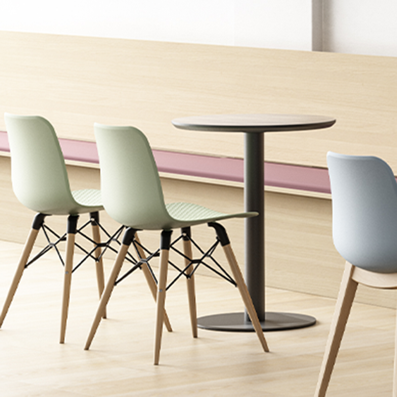 Modern Minimalist Curved PP &amp; Beech Wood Dining Chairs - Set Of 4 For Dining Room, Kitchen &amp; Home Office