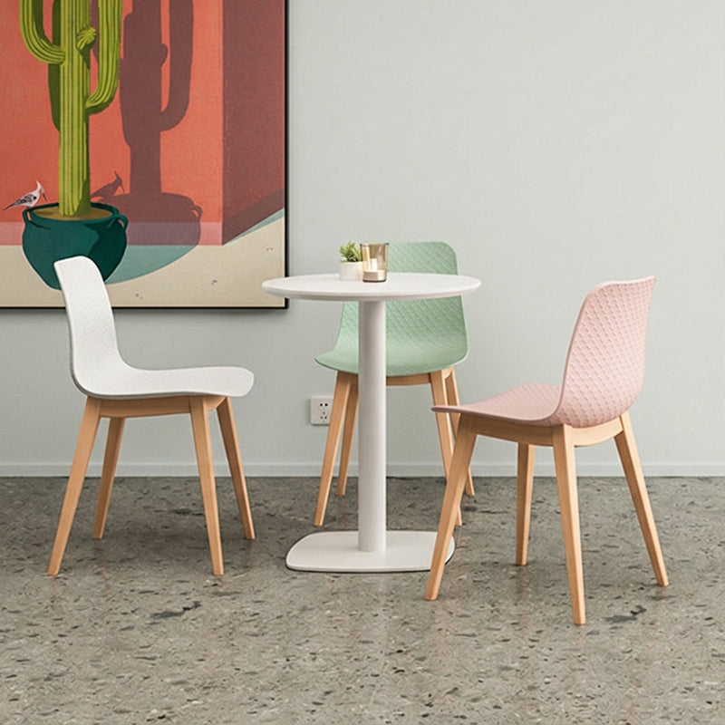 Modern Minimalist PP &amp; Beech Wood Dining Chair - Ergonomic Curved Back, Set Of 4