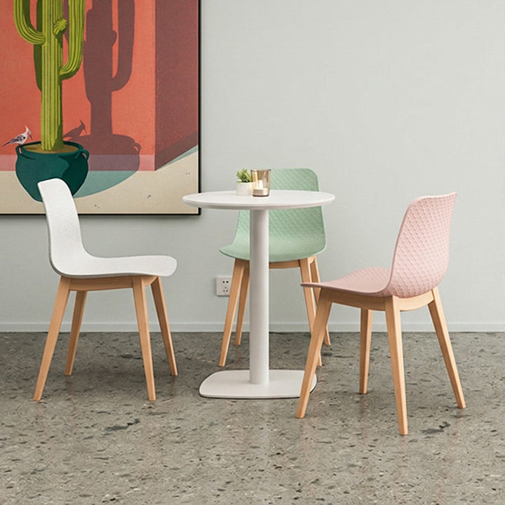 Modern Minimalist PP &amp; Beech Wood Dining Chair - Ergonomic Curved Back, Set Of 4
