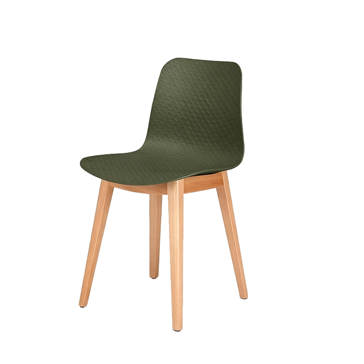 Modern Minimalist PP &amp; Beech Wood Dining Chair - Ergonomic Curved Back, Set Of 4