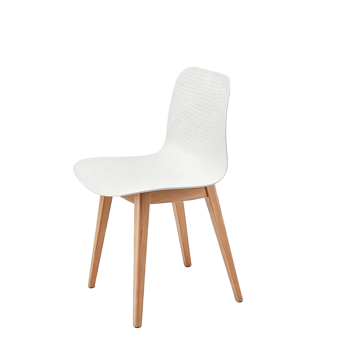 Modern Minimalist PP &amp; Beech Wood Dining Chair - Ergonomic Curved Back, Set Of 4