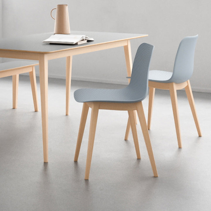 Modern Minimalist PP &amp; Beech Wood Dining Chair - Ergonomic Curved Back, Set Of 4