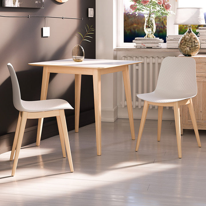 Modern Minimalist PP &amp; Beech Wood Dining Chair - Ergonomic Curved Back, Set Of 4