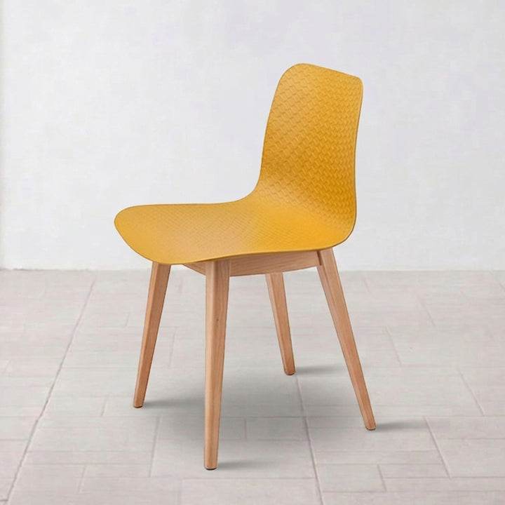 Modern Minimalist PP &amp; Beech Wood Dining Chair - Ergonomic Curved Back, Set Of 4