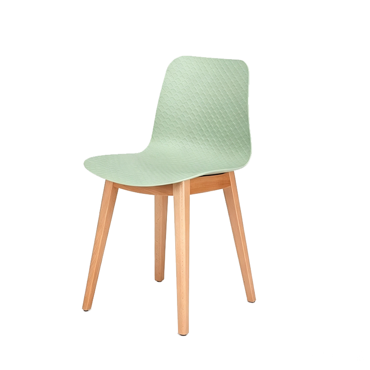 Modern Minimalist PP &amp; Beech Wood Dining Chair - Ergonomic Curved Back, Set Of 4