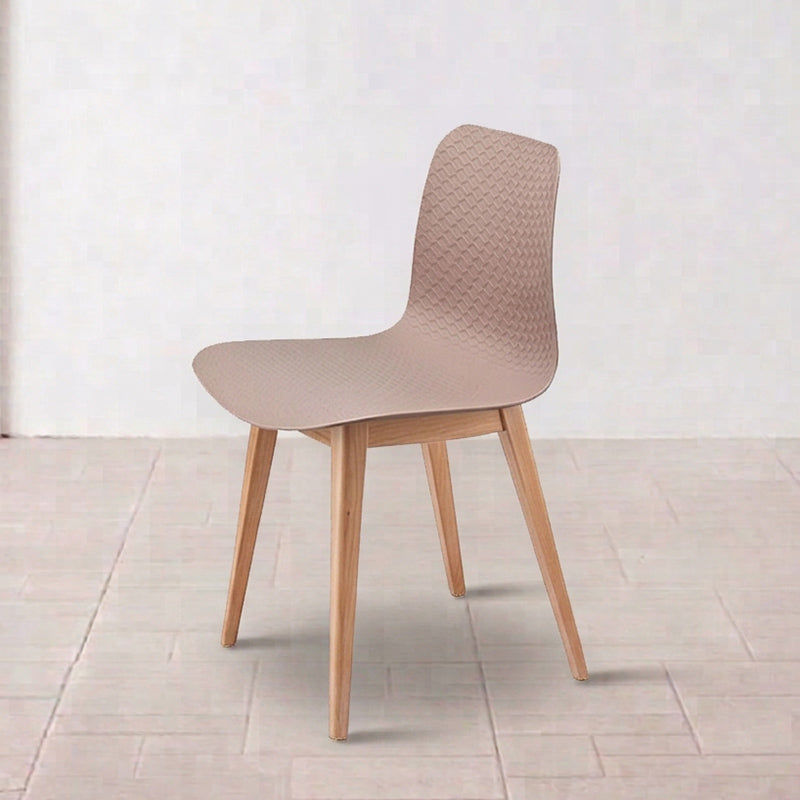 Modern Minimalist PP &amp; Beech Wood Dining Chair - Ergonomic Curved Back, Set Of 4